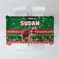 Sudan Christmas Tablecloth with Green Red Xmas Camel Snowflake and Coat of Arms - Wonder Print Shop