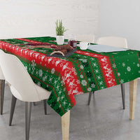 Sudan Christmas Tablecloth with Green Red Xmas Camel Snowflake and Coat of Arms - Wonder Print Shop