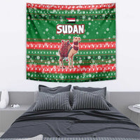 Sudan Christmas Tapestry with Green Red Xmas Camel Snowflake and Coat of Arms - Wonder Print Shop