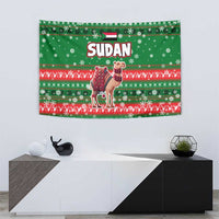Sudan Christmas Tapestry with Green Red Xmas Camel Snowflake and Coat of Arms - Wonder Print Shop