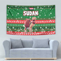 Sudan Christmas Tapestry with Green Red Xmas Camel Snowflake and Coat of Arms - Wonder Print Shop