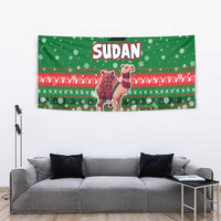 Sudan Christmas Tapestry with Green Red Xmas Camel Snowflake and Coat of Arms - Wonder Print Shop