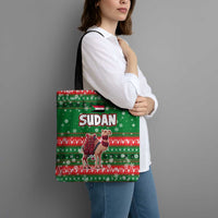 Sudan Christmas Tote Bag with Green Red Xmas Camel Snowflake and Coat of Arms - Wonder Print Shop