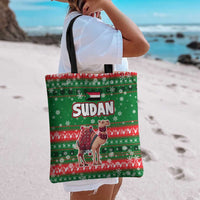 Sudan Christmas Tote Bag with Green Red Xmas Camel Snowflake and Coat of Arms - Wonder Print Shop
