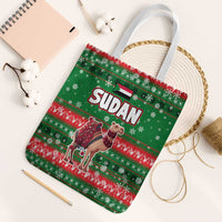 Sudan Christmas Tote Bag with Green Red Xmas Camel Snowflake and Coat of Arms - Wonder Print Shop