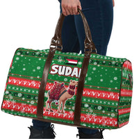 Sudan Christmas Travel Bag with Green Red Xmas Camel Snowflake and Coat of Arms - Wonder Print Shop