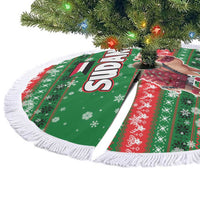 Sudan Christmas Tree Skirt with Green Red Xmas Camel Snowflake and Coat of Arms - Wonder Print Shop