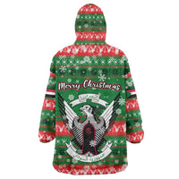 Sudan Christmas Wearable Blanket Hoodie with Green Red Xmas Camel Snowflake and Coat of Arms - Wonder Print Shop