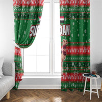 Sudan Christmas Window Curtain with Green Red Xmas Camel Snowflake and Coat of Arms - Wonder Print Shop