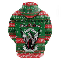 Sudan Christmas Zip Hoodie with Green Red Xmas Camel Snowflake and Coat of Arms - Wonder Print Shop