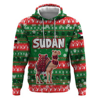 Sudan Christmas Zip Hoodie with Green Red Xmas Camel Snowflake and Coat of Arms - Wonder Print Shop