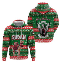 Sudan Christmas Zip Hoodie with Green Red Xmas Camel Snowflake and Coat of Arms - Wonder Print Shop