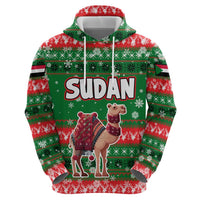 Sudan Christmas Zip Hoodie with Green Red Xmas Camel Snowflake and Coat of Arms - Wonder Print Shop