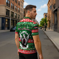 Sudan Christmas Zipper Polo Shirt with Green Red Xmas Camel Snowflake and Coat of Arms - Wonder Print Shop