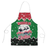 Sudan Christmas Apron with Red Green Black Xmas Santa Sleigh and Map - Wonder Print Shop