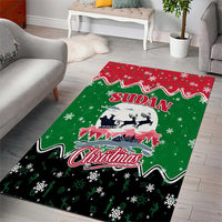 Sudan Christmas Area Rug with Red Green Black Xmas Santa Sleigh and Map - Wonder Print Shop