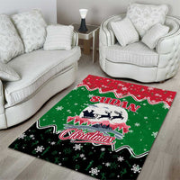 Sudan Christmas Area Rug with Red Green Black Xmas Santa Sleigh and Map - Wonder Print Shop