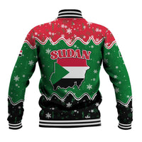 Sudan Christmas Baseball Jacket with Red Green Black Xmas Santa Sleigh and Map - Wonder Print Shop