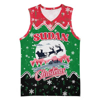 Sudan Christmas Basketball Jersey with Red Green Black Xmas Santa Sleigh and Map - Wonder Print Shop