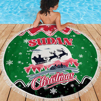 Sudan Christmas Beach Blanket with Red Green Black Xmas Santa Sleigh and Map - Wonder Print Shop