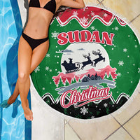 Sudan Christmas Beach Blanket with Red Green Black Xmas Santa Sleigh and Map - Wonder Print Shop