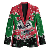 Sudan Christmas Blazer with Red Green Black Xmas Santa Sleigh and Map - Wonder Print Shop