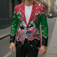 Sudan Christmas Blazer with Red Green Black Xmas Santa Sleigh and Map - Wonder Print Shop