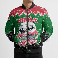 Sudan Christmas Bomber Puffer Jacket with Red Green Black Xmas Santa Sleigh and Map - Wonder Print Shop