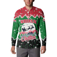 Sudan Christmas Button Sweatshirt with Red Green Black Xmas Santa Sleigh and Map - Wonder Print Shop