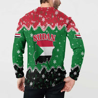 Sudan Christmas Button Sweatshirt with Red Green Black Xmas Santa Sleigh and Map - Wonder Print Shop