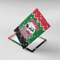 Sudan Christmas Canvas Wall Art with Red Green Black Xmas Santa Sleigh and Map - Wonder Print Shop
