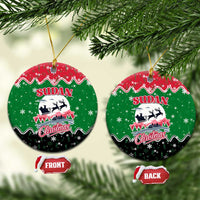 Sudan Christmas Ceramic Ornament with Red Green Black Xmas Santa Sleigh and Map - Wonder Print Shop