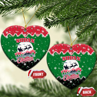 Sudan Christmas Ceramic Ornament with Red Green Black Xmas Santa Sleigh and Map - Wonder Print Shop
