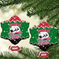 Sudan Christmas Ceramic Ornament with Red Green Black Xmas Santa Sleigh and Map - Wonder Print Shop