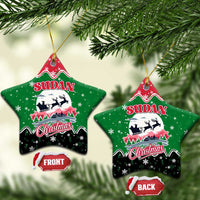 Sudan Christmas Ceramic Ornament with Red Green Black Xmas Santa Sleigh and Map - Wonder Print Shop
