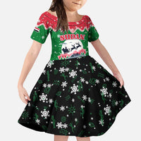 Sudan Christmas Family Matching Mermaid Dress and Hawaiian Shirt with Red Green Black Xmas Santa Sleigh and Map - Wonder Print Shop