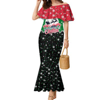 Sudan Christmas Family Matching Mermaid Dress and Hawaiian Shirt with Red Green Black Xmas Santa Sleigh and Map - Wonder Print Shop