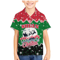 Sudan Christmas Family Matching Mermaid Dress and Hawaiian Shirt with Red Green Black Xmas Santa Sleigh and Map - Wonder Print Shop