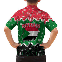 Sudan Christmas Family Matching Short Sleeve Bodycon Dress and Hawaiian Shirt with Red Green Black Xmas Santa Sleigh and Map - Wonder Print Shop