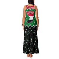 Sudan Christmas Family Matching Tank Maxi Dress and Hawaiian Shirt with Red Green Black Xmas Santa Sleigh and Map - Wonder Print Shop