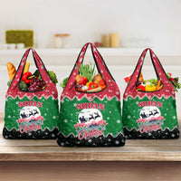 Sudan Christmas Grocery Bag with Red Green Black Xmas Santa Sleigh and Map - Wonder Print Shop