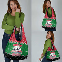 Sudan Christmas Grocery Bag with Red Green Black Xmas Santa Sleigh and Map - Wonder Print Shop