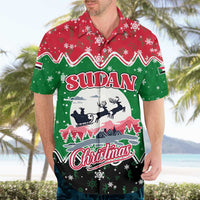 Sudan Christmas Hawaiian Shirt with Red Green Black Xmas Santa Sleigh and Map - Wonder Print Shop