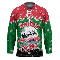 Sudan Christmas Hockey Jersey with Red Green Black Xmas Santa Sleigh and Map - Wonder Print Shop