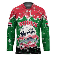 Sudan Christmas Hockey Jersey with Red Green Black Xmas Santa Sleigh and Map - Wonder Print Shop