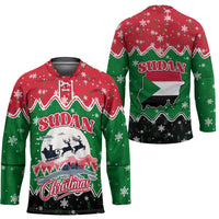 Sudan Christmas Hockey Jersey with Red Green Black Xmas Santa Sleigh and Map - Wonder Print Shop