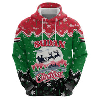 Sudan Christmas Hoodie with Red Green Black Xmas Santa Sleigh and Map - Wonder Print Shop