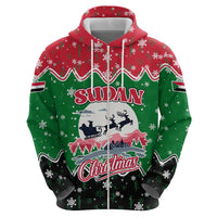 Sudan Christmas Hoodie with Red Green Black Xmas Santa Sleigh and Map - Wonder Print Shop