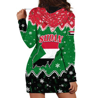 Sudan Christmas Hoodie Dress with Red Green Black Xmas Santa Sleigh and Map - Wonder Print Shop