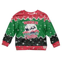 Sudan Christmas Kid Ugly Christmas Sweater with Red Green Black Xmas Santa Sleigh and Map - Wonder Print Shop